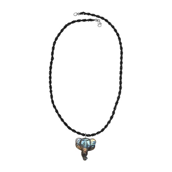 Labradorit und schwarze Spinell-Elefant-Halskette, 50 cm - 115 ct. image number 6