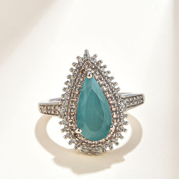 Grandidierit und nat&uuml;rlicher Champagner Zirkon-Ring, 925 Silber platiniert  ca. 2,73 ct