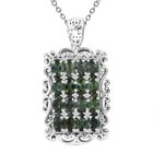 Grüner Turmalin, Weißer Zirkon Schmuckset 925 Silber rhodiniert ca. 3.92 ct