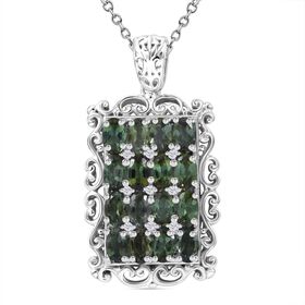 Grüner Turmalin und Zirkon-Anhänger mit 50cm Kette - 3,92 ct.