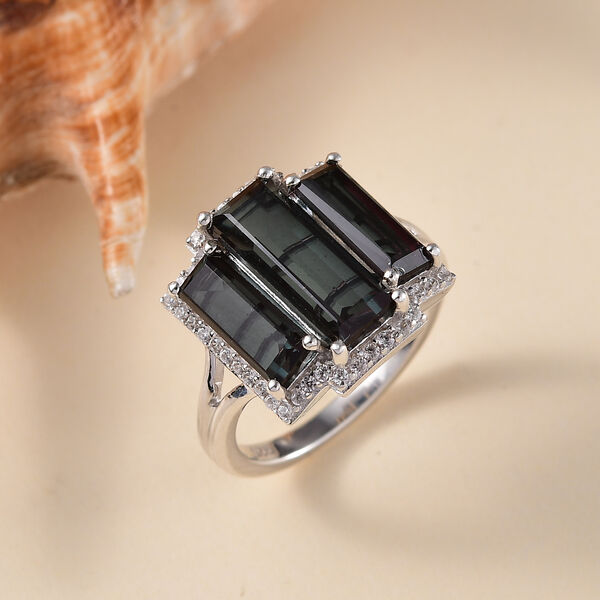 Farbwechsel Alexandrit Triplett Quarz und Zirkon Ring - 5,10 ct. image number 1