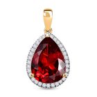 Lab Created Padparadscha-Saphir, Weißer Zirkon Anhänger 925 Silber Gelbgold Vermeil ca. 17,07 ct.