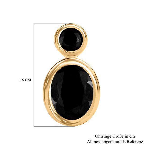 Schwarze Saphir Ohrringe, 925 Silber Gelbgold Vermeil ca. 5.71 ct image number 6