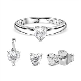 D&rsquo;Joy Moissanit Schmuckset, 925 Silber rhodiniert - 1,46 ct.