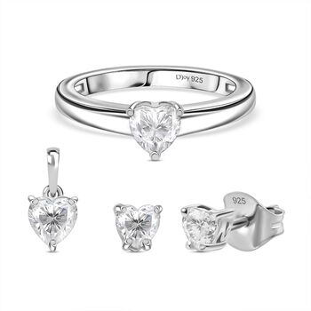 D&rsquo;Joy Moissanit Schmuckset, 925 Silber rhodiniert - 1,46 ct.