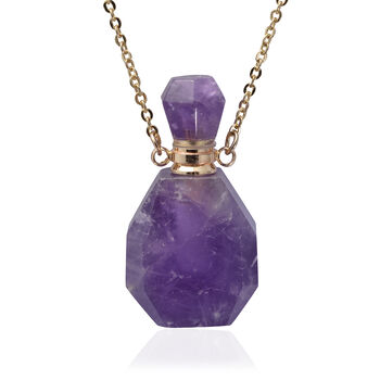 Amethyst Parf&uuml;mflaschen-Anh&auml;nger mit Kette, 50 cm, Messing ca. 73,50 ct