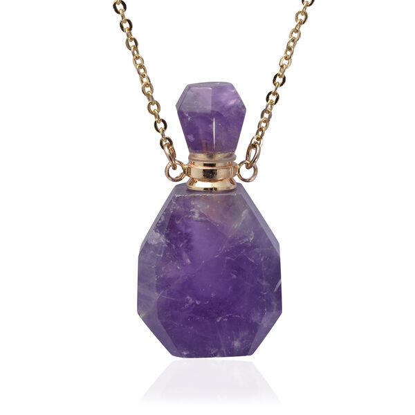 Amethyst Parf&uuml;mflaschen-Anh&auml;nger mit Kette, 50 cm, Messing ca. 73,50 ct image number 0