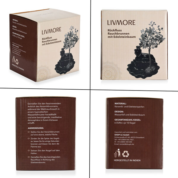 "Green Aventurine Backflow Incense Burner With  Crystal Tree Back Flow Incense Holder With 30 Incense Cones Size:- 18 X 10 X 20 Cms Color- Green " image number 8