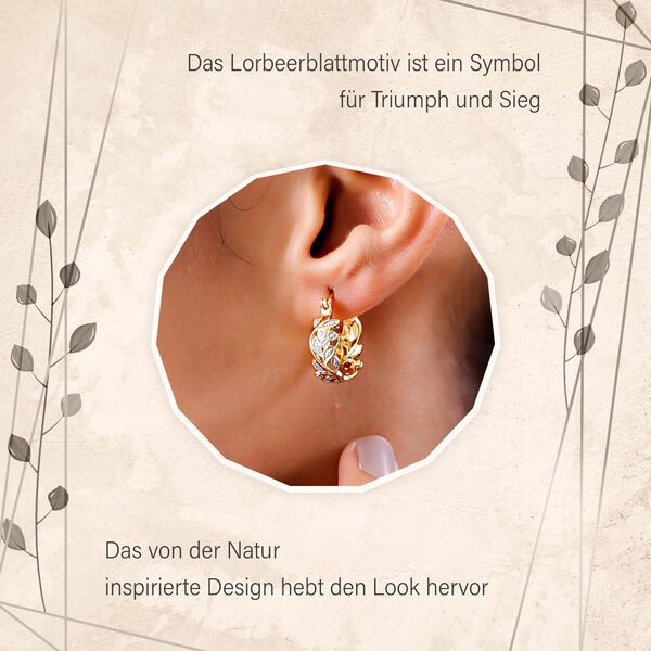 ALLORO vergoldete Silber-Creolen mit Diamantakzenten image number 6