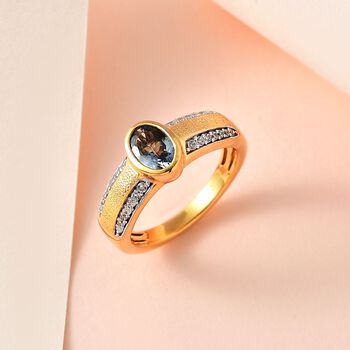 Gr&uuml;ner Tansanit und Zirkon-Ring - 1,08 ct.