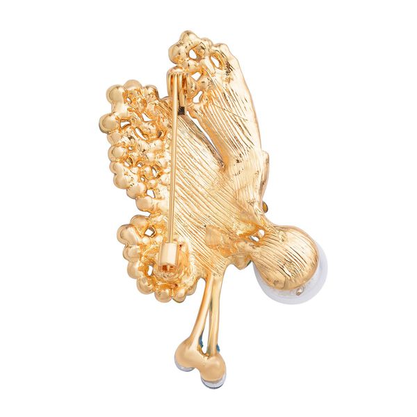 Schmetterling Kristall Brosche mit simulierter Perle image number 3