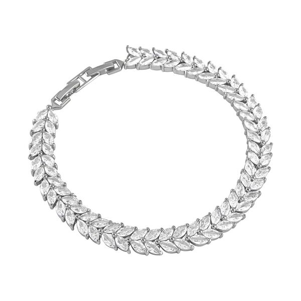 Wei&szlig;er Zirkonia Armband, ca. 18 cm, Messing, ca. 6.00 ct image number 2