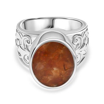 Feuer Opal Matrix Ring 950 Kupfer (Gr&ouml;&szlig;e 18.00) ca. 5,50 ct