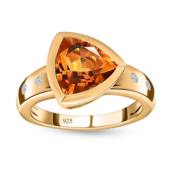 AA Serra Gaucha Citrin, Wei&szlig;er Zirkon Ring, 925 Silber Gelbgold Vermeil, (Gr&ouml;&szlig;e 16.00) ca. 2.26 ct image number 4