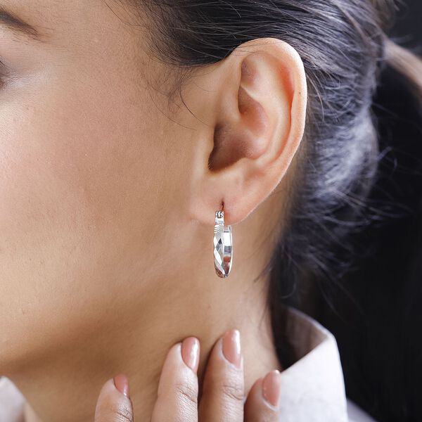 Creolen mit Diamantschliff in platiniertem Silber image number 2