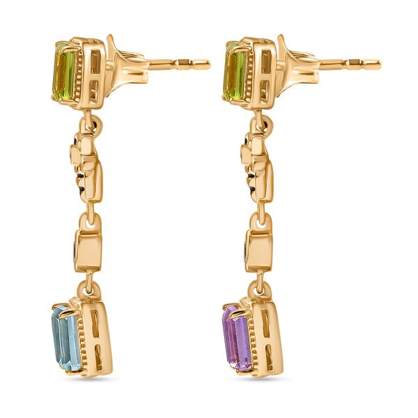 Giuseppe Perez Himmelblauer Topas, Rose De France Amethyst Ohrringe 925 Silber 750 Gelbgold Vermeil ca. 3.81 ct image number 6