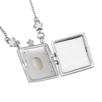 Opalit und wei&szlig;er Kristall-Medallion-Anh&auml;nger mit 45cm Kette