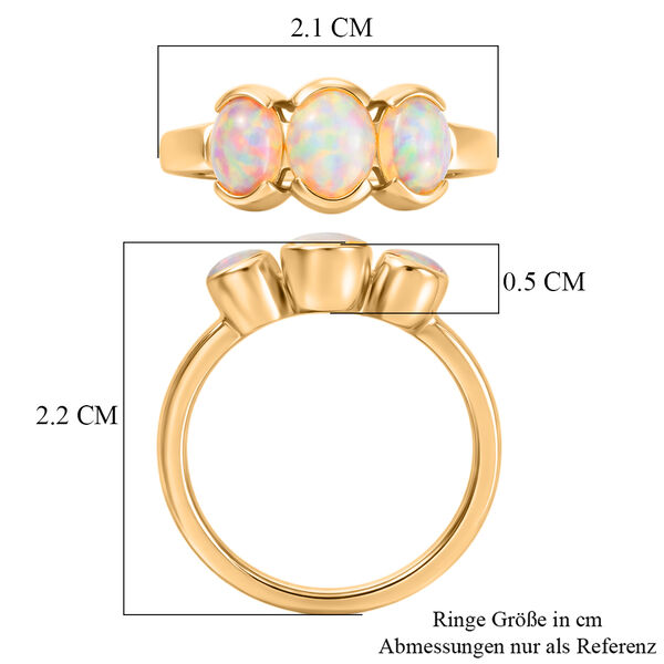 Nat&uuml;rlicher &Auml;thiopischer Opal 3 Stein Ring 925 Silber vergoldet  ca. 1,13 ct image number 6
