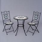 3er-Set Mosaik Tisch und 2 Stühle, Kaleidoskop Muster, Größe T: 60x60x70 cm, S: 39x44x90 cm, Weiß image number 0