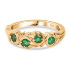 Kagem Sambischer Smaragd Ring 925 Silber 750 Gelb Vergoldet (Größe 18.00) ca. 0,34 ct