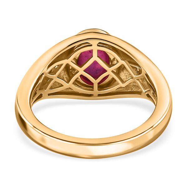 Afrikanischer Rubin (Fissure gefüllt), weißer Zirkon Ring, 925 Silber Gelbgold Vermeil (Größe 17.00) ca. 2.18 ct image number 6