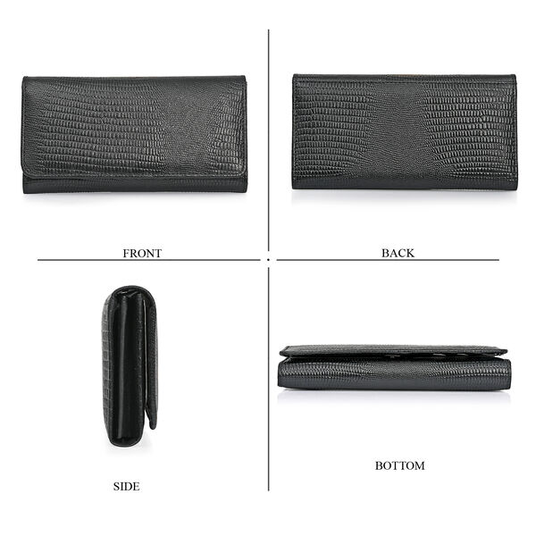 LA MAREY Geldb&ouml;rse aus Leder mit RFID Schutz und Eidechsen Pr&auml;gung, 18,4 x 10,2 cm, Schwarz image number 7