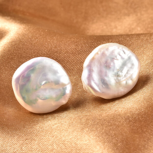 Wei&szlig;e Barockperle Ohrstecker 925 Silber rhodiniert image number 2