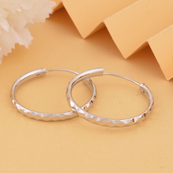 Classic Creolen in rhodiniertem Silber image number 2