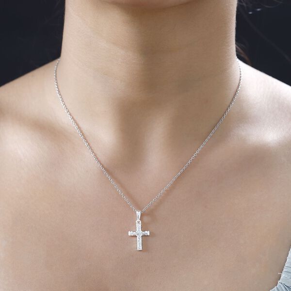 Weißer kubischer Zirkonia-Anhänger mit 50cm Kette - 0,28 ct. image number 3