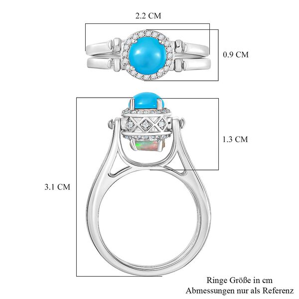 D'Joy AA Sleeping Beauty Türkis, AA natürlicher, äthiopischer Welo Opal und Zirkon Wendeschmuck-Ring mit doppeltem Design - 1,76 ct. image number 6