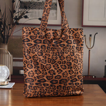 Shopper Tasche mit Leopardenmuster, 40x5,5x39cm, Braun