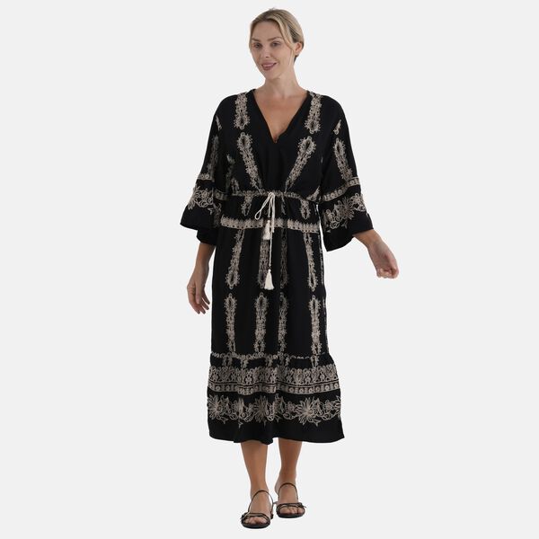  La Marey cotton Elastic waist v-neck  print dresses image number 3