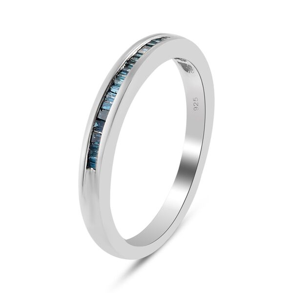 Blauer Diamant Half Eternity Ring 925 Silber Platin-&Uuml;berzug image number 4
