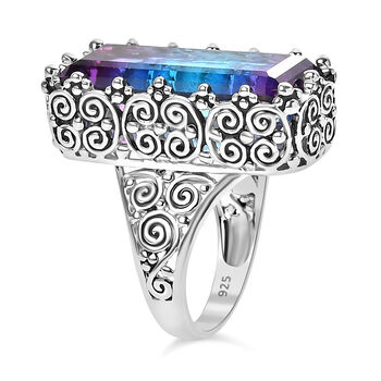 Sajen Silber - Blau-Pink Turmalin Quarz Ring 925 Silber rhodiniert (Gr&ouml;&szlig;e 17.00) ca. 16.70 ct