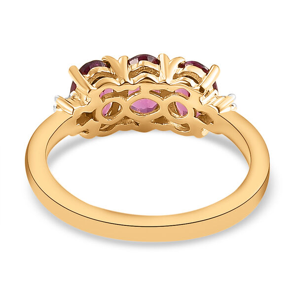 Rhodolith Granat und wei&szlig;er Diamant-Ring, 925 Silber vergoldet  ca. 1,78 ct image number 6