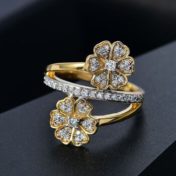 LUXURIANT SI-GH Labor Diamant Ring, 925 Silber 750 Gelbgold Vermeil - 0,54 ct.