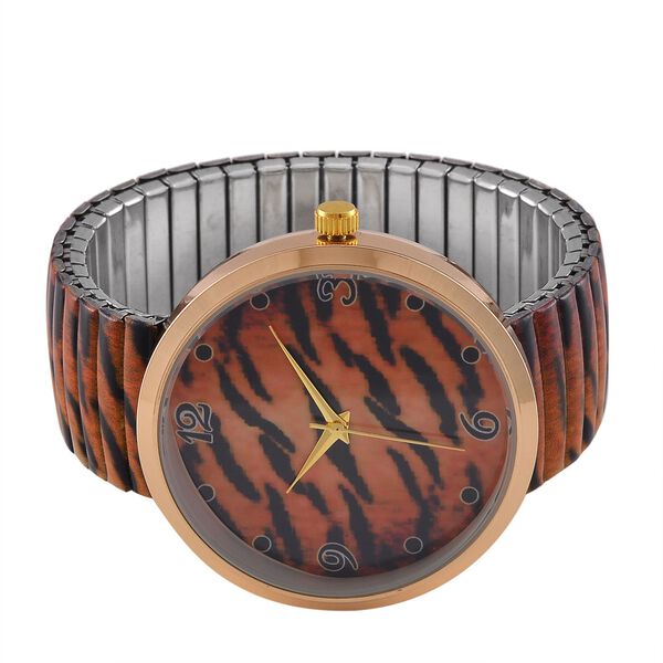 STRADA - Japanisches Uhrwerk, Flexible Uhr, Tiger Muster image number 5