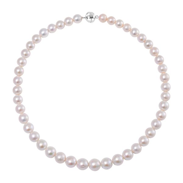 Weiße Edison Perle 50cm Halskette, 925 Silber rhodiniert image number 2