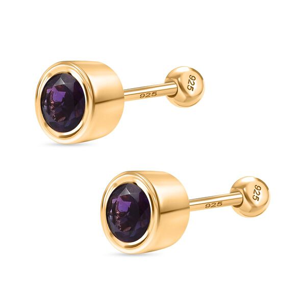 Afrikanische Amethyst Ohrringe, 925 Silber 750 Gelbgold Vermeil - 0,49 ct. image number 4