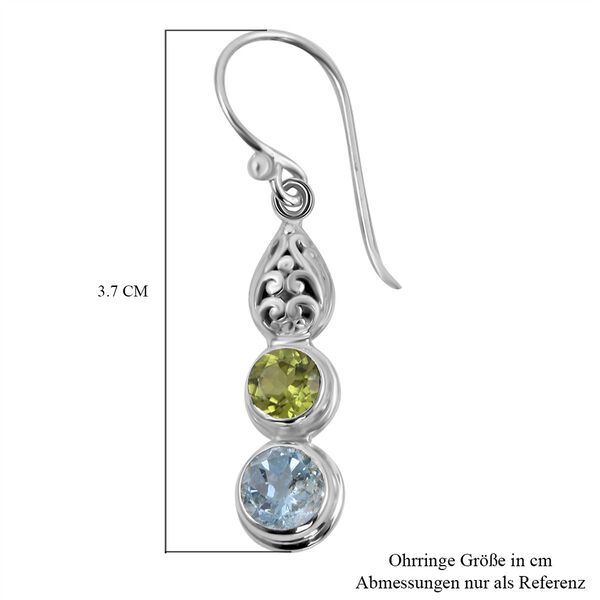 Royal Bali Kollektion - himmelblaue Topas und Peridot-Ohrhänger - 3,81 ct. image number 4