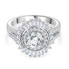 Moissanit Ring 925 Silber rhodiniert (Größe 19.00) ca. 1,97 ct