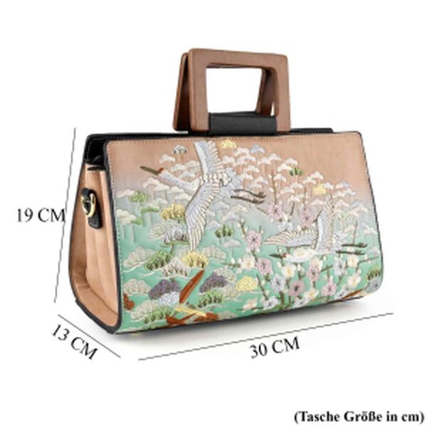 Florale Kunstprint Clutch-Crossbody-Tasche, 30 x 13 x 19 cm, Apricot image number 7