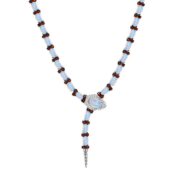 GP Trifono Kollektion- AAA Regenbogen Mondstein, Mosambik Granat, Zirkon und blaue Saphir 45cm Halskette - 11,31 ct. image number 0