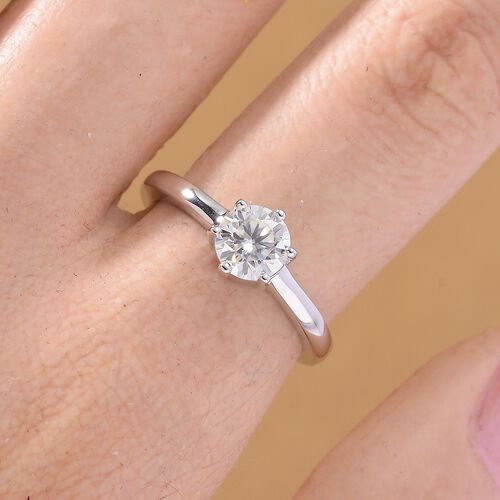 Moissanit Ring 925 Silber rhodiniert (Größe 16.00) ca. 0,75 ct image number 1