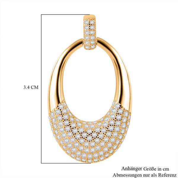 Weißer Zirkonia Anhänger 925 Silber Gelbgold Vermeil image number 4