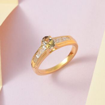 AA nat&uuml;rlicher, goldener Tansanit und Zirkon-Ring - 1,03 ct.