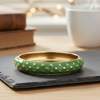 Emaille-Armreif im Punkt-Design, Hellgr&uuml;n, ca. 18,5 cm