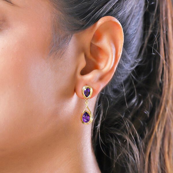 Nat&uuml;rliche, marokkanische Amethyst-Ohrh&auml;nger, 925 Silber vergoldet, 3,40 ct. image number 3