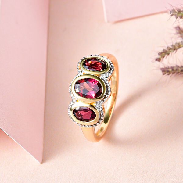 Rhodolith Granat-Ring, 925 Silber vergoldet (Gr&ouml;&szlig;e 17.00) ca. 1.94 ct image number 1