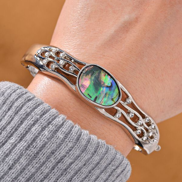 Abalone Muschel, Wei&szlig;er Kristall Armreif ca. 19 cm image number 2